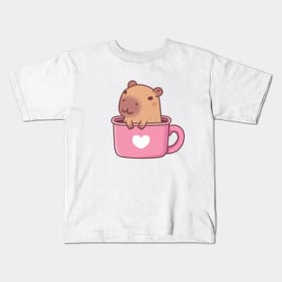 Cute Capybara In A Mug Kids T-Shirt